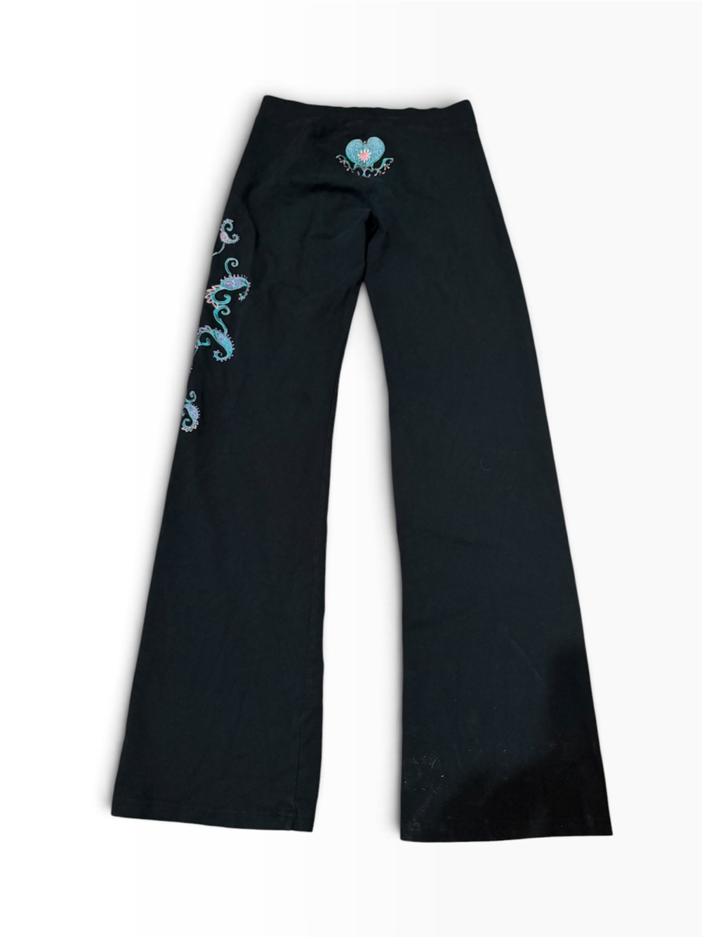 Vintage Hidden Heart Embroidered Flare Yoga Pants size medium